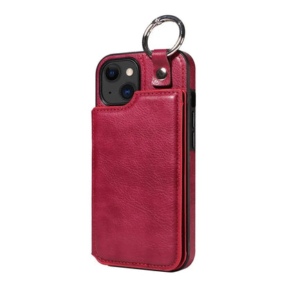 003 For iPhone 15 Case with Card Slots PU Leather Coated TPU Anti-Scratch Phone Cover