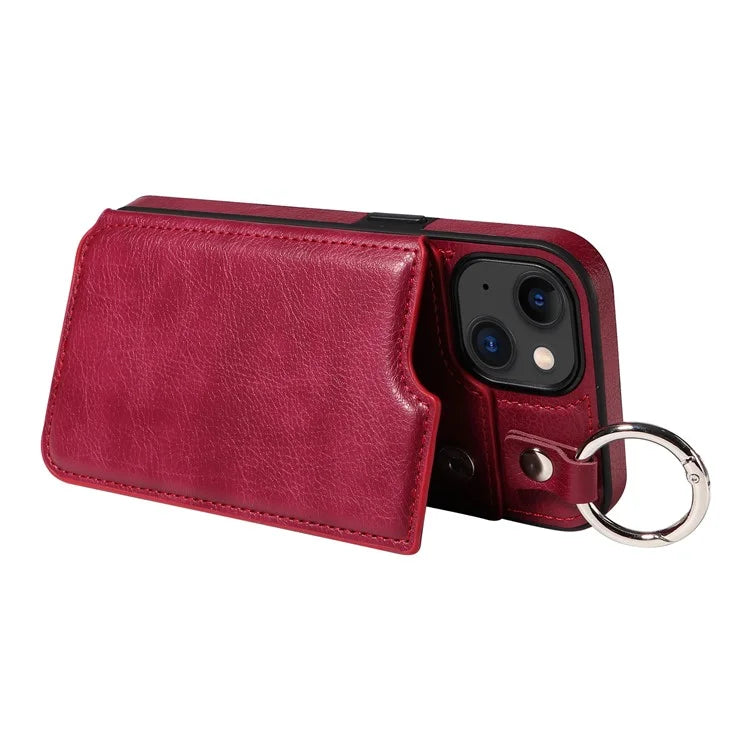 003 For iPhone 15 Case with Card Slots PU Leather Coated TPU Anti-Scratch Phone Cover