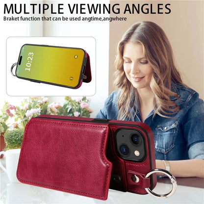 003 For iPhone 15 Case with Card Slots PU Leather Coated TPU Anti-Scratch Phone Cover