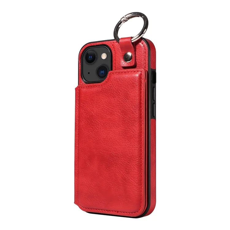 003 For iPhone 15 Case with Card Slots PU Leather Coated TPU Anti-Scratch Phone Cover