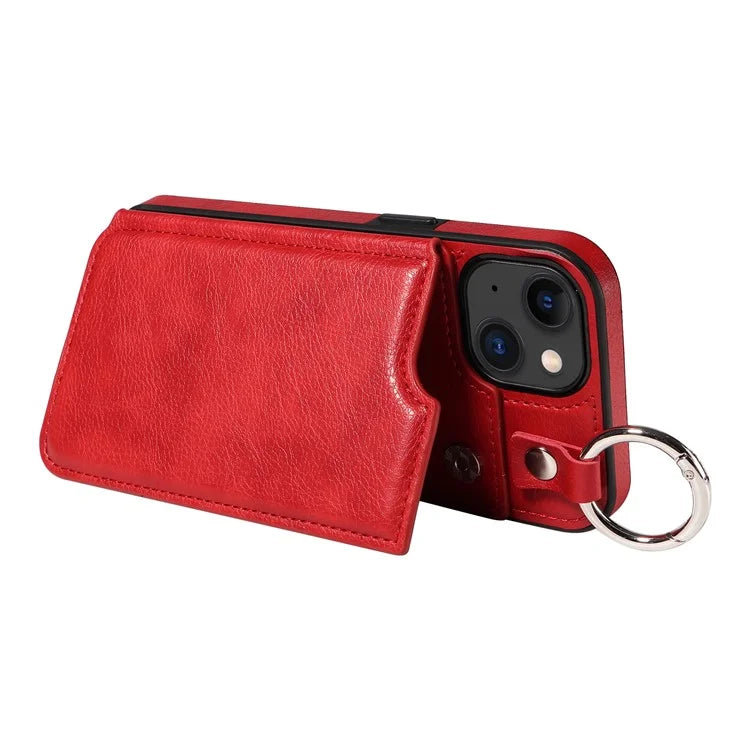 003 For iPhone 15 Case with Card Slots PU Leather Coated TPU Anti-Scratch Phone Cover