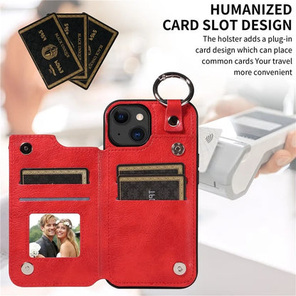 003 For iPhone 15 Case with Card Slots PU Leather Coated TPU Anti-Scratch Phone Cover