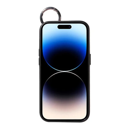 003 For iPhone 14 Pro Case Kickstand PU Leather Coated TPU Phone Cover with Ring Buckle