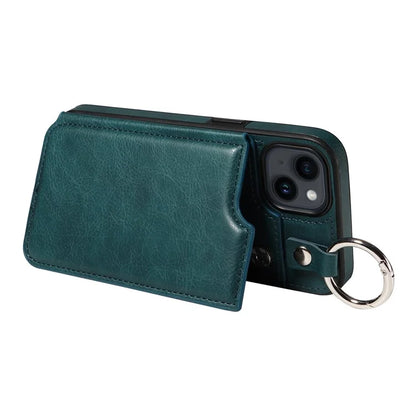 003 For iPhone 14 Case Anti-Drop Ring Buckle PU Leather + TPU Phone Cover Litchi Texture