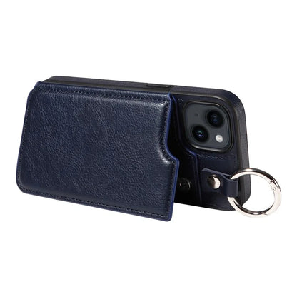 003 For iPhone 14 Case Anti-Drop Ring Buckle PU Leather + TPU Phone Cover Litchi Texture