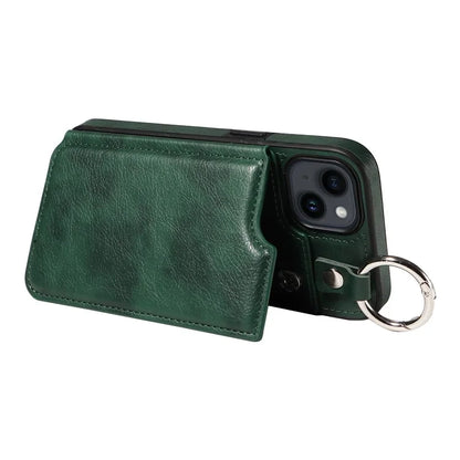 003 For iPhone 14 Case Anti-Drop Ring Buckle PU Leather + TPU Phone Cover Litchi Texture