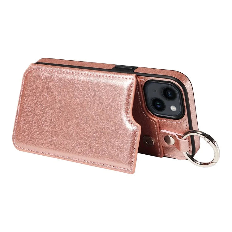 003 For iPhone 14 Case Anti-Drop Ring Buckle PU Leather + TPU Phone Cover Litchi Texture