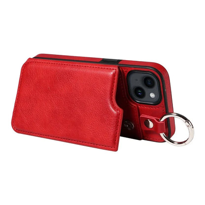 003 For iPhone 14 Case Anti-Drop Ring Buckle PU Leather + TPU Phone Cover Litchi Texture