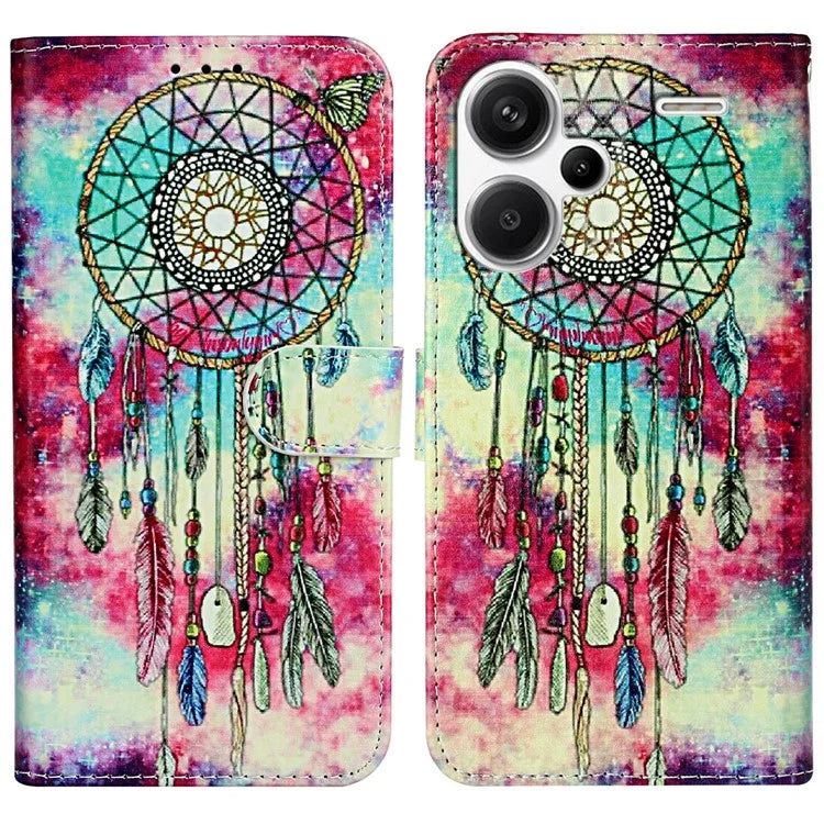 For Xiaomi Redmi Note 13 Pro+ 5G Case Card Slots Viewing Stand Leather Phone Cover Pattern Printed