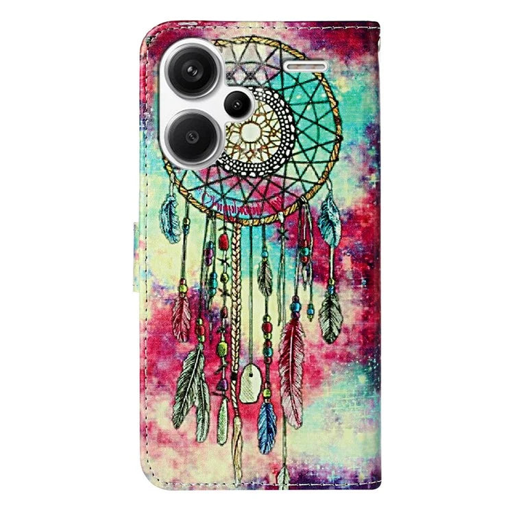 For Xiaomi Redmi Note 13 Pro+ 5G Case Card Slots Viewing Stand Leather Phone Cover Pattern Printed
