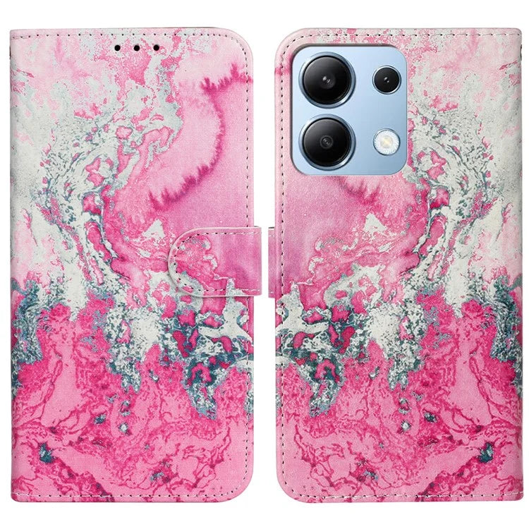 For Xiaomi Redmi Note 13 4G Case Pattern PU Leather Shockproof Flip Phone Cover