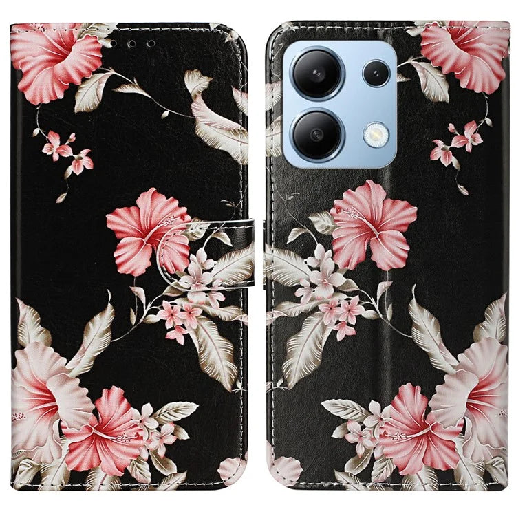 For Xiaomi Redmi Note 13 4G Case Pattern PU Leather Shockproof Flip Phone Cover