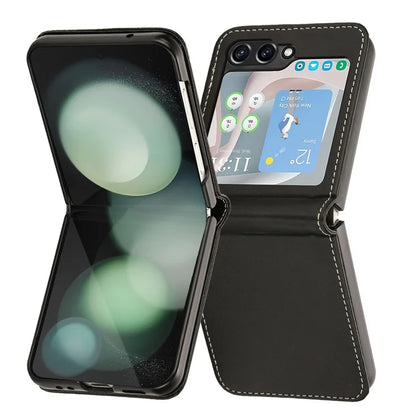 For Samsung Galaxy Z Flip5 5G Case Calf Texture PU Leather Shockproof Phone Cover