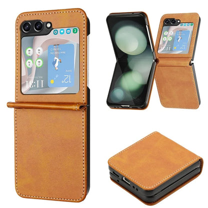 For Samsung Galaxy Z Flip5 5G Case Calf Texture PU Leather Shockproof Phone Cover