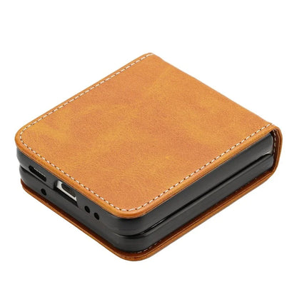 For Samsung Galaxy Z Flip5 5G Case Calf Texture PU Leather Shockproof Phone Cover