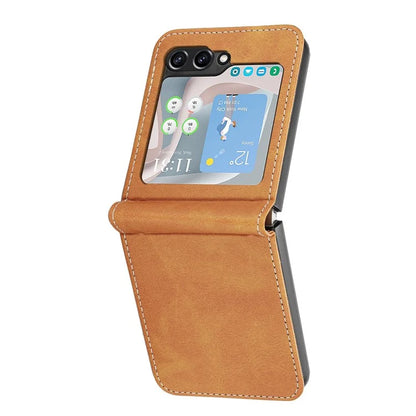 For Samsung Galaxy Z Flip5 5G Case Calf Texture PU Leather Shockproof Phone Cover