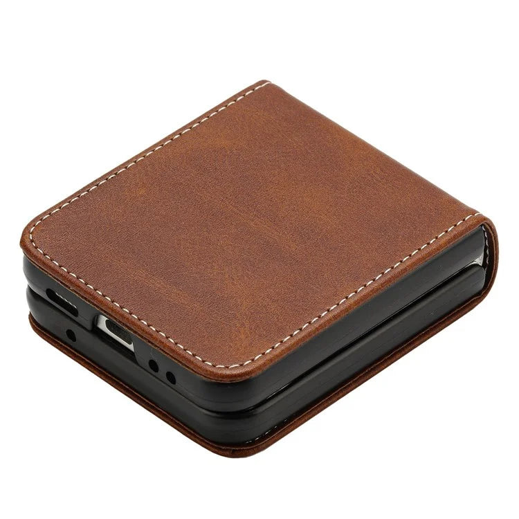 For Samsung Galaxy Z Flip5 5G Case Calf Texture PU Leather Shockproof Phone Cover