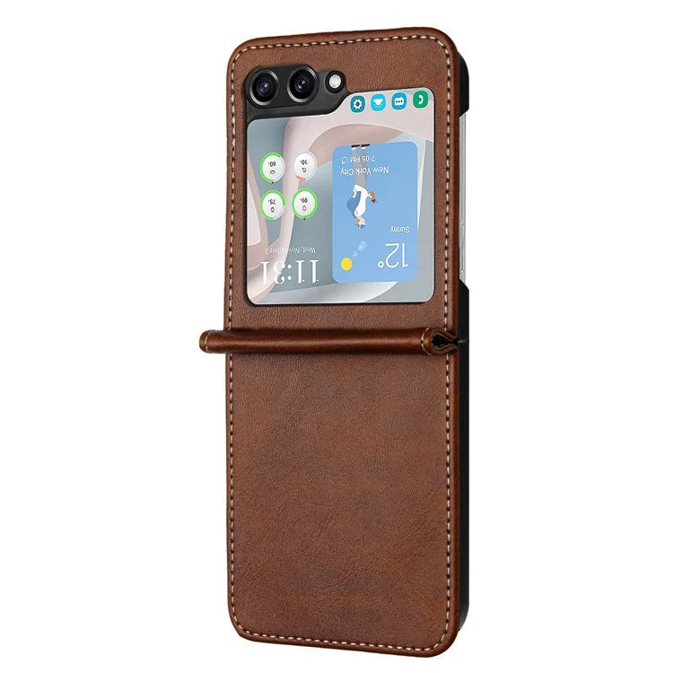 For Samsung Galaxy Z Flip5 5G Case Calf Texture PU Leather Shockproof Phone Cover