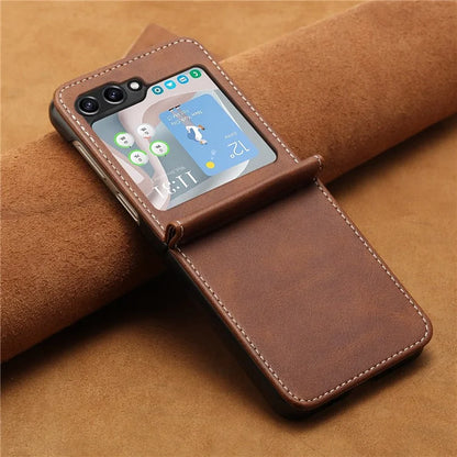 For Samsung Galaxy Z Flip5 5G Case Calf Texture PU Leather Shockproof Phone Cover