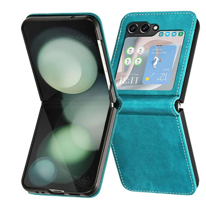 For Samsung Galaxy Z Flip5 5G Case Calf Texture PU Leather Shockproof Phone Cover