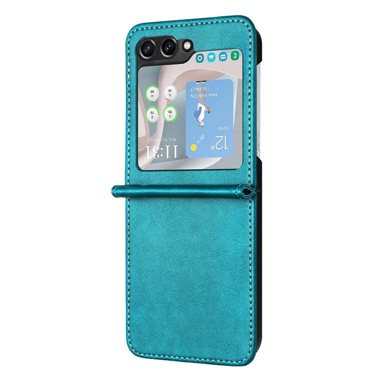 For Samsung Galaxy Z Flip5 5G Case Calf Texture PU Leather Shockproof Phone Cover