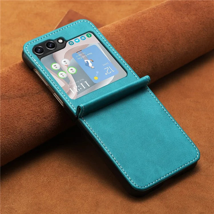 For Samsung Galaxy Z Flip5 5G Case Calf Texture PU Leather Shockproof Phone Cover