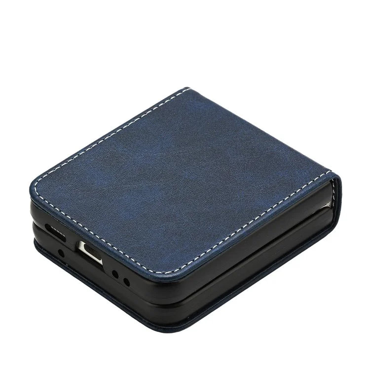 For Samsung Galaxy Z Flip5 5G Case Calf Texture PU Leather Shockproof Phone Cover