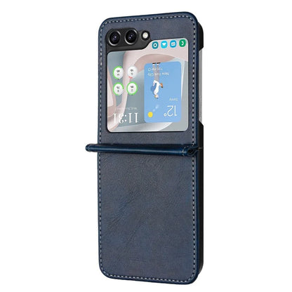 For Samsung Galaxy Z Flip5 5G Case Calf Texture PU Leather Shockproof Phone Cover