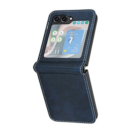 For Samsung Galaxy Z Flip5 5G Case Calf Texture PU Leather Shockproof Phone Cover