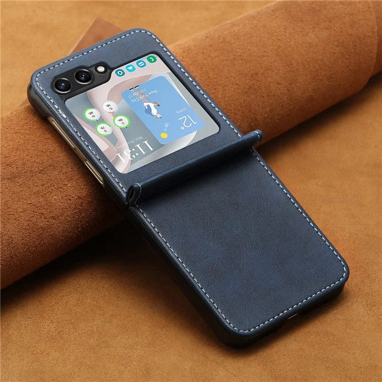 For Samsung Galaxy Z Flip5 5G Case Calf Texture PU Leather Shockproof Phone Cover