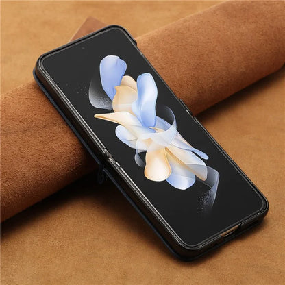 For Samsung Galaxy Z Flip5 5G Case Calf Texture PU Leather Shockproof Phone Cover