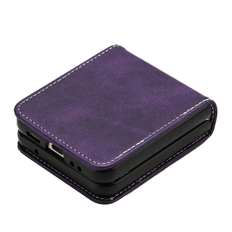 For Samsung Galaxy Z Flip5 5G Case Calf Texture PU Leather Shockproof Phone Cover