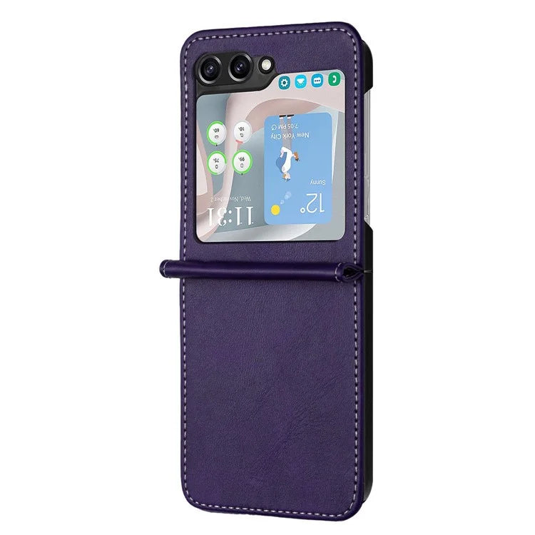 For Samsung Galaxy Z Flip5 5G Case Calf Texture PU Leather Shockproof Phone Cover