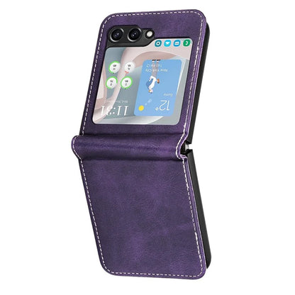 For Samsung Galaxy Z Flip5 5G Case Calf Texture PU Leather Shockproof Phone Cover