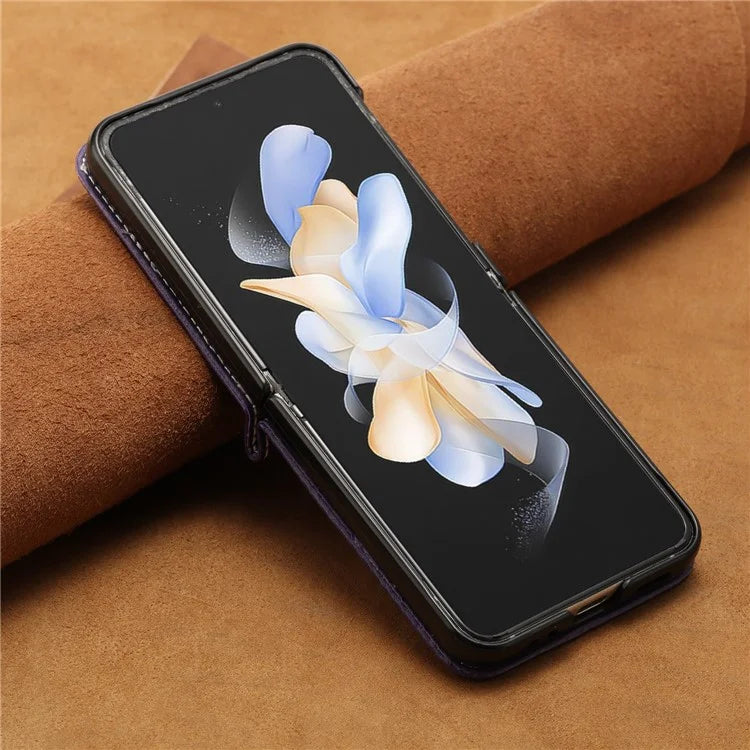 For Samsung Galaxy Z Flip5 5G Case Calf Texture PU Leather Shockproof Phone Cover