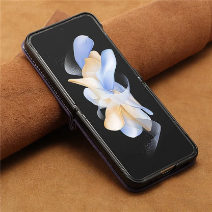 For Samsung Galaxy Z Flip5 5G Case Calf Texture PU Leather Shockproof Phone Cover