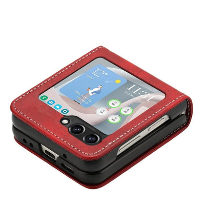 For Samsung Galaxy Z Flip5 5G Case Calf Texture PU Leather Shockproof Phone Cover