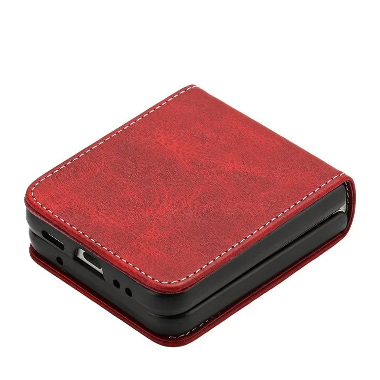 For Samsung Galaxy Z Flip5 5G Case Calf Texture PU Leather Shockproof Phone Cover