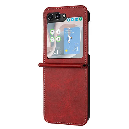 For Samsung Galaxy Z Flip5 5G Case Calf Texture PU Leather Shockproof Phone Cover