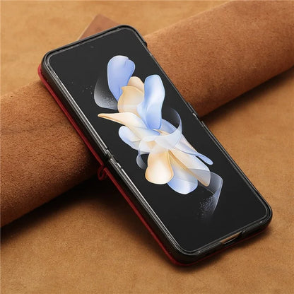 For Samsung Galaxy Z Flip5 5G Case Calf Texture PU Leather Shockproof Phone Cover