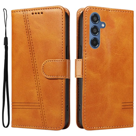 For Samsung Galaxy M35 5G Case Wallet Card Slots Protective Leather Phone Cover T-Shape Lines