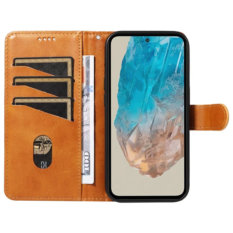 For Samsung Galaxy M35 5G Case Wallet Card Slots Protective Leather Phone Cover T-Shape Lines