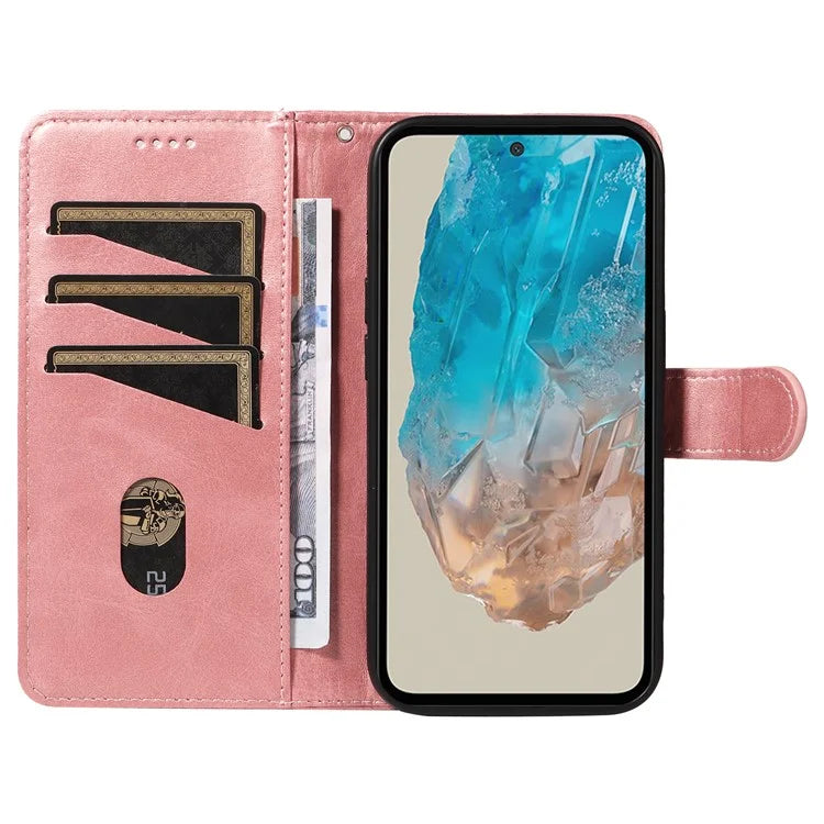 For Samsung Galaxy M35 5G Case Wallet Card Slots Protective Leather Phone Cover T-Shape Lines
