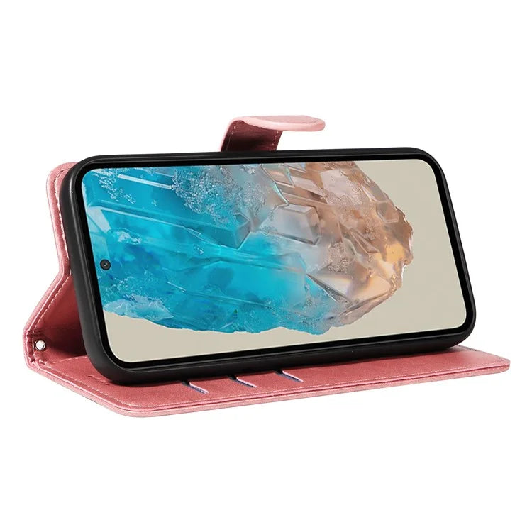 For Samsung Galaxy M35 5G Case Wallet Card Slots Protective Leather Phone Cover T-Shape Lines