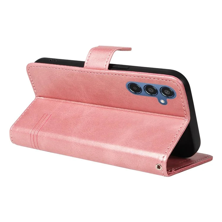 For Samsung Galaxy M35 5G Case Wallet Card Slots Protective Leather Phone Cover T-Shape Lines