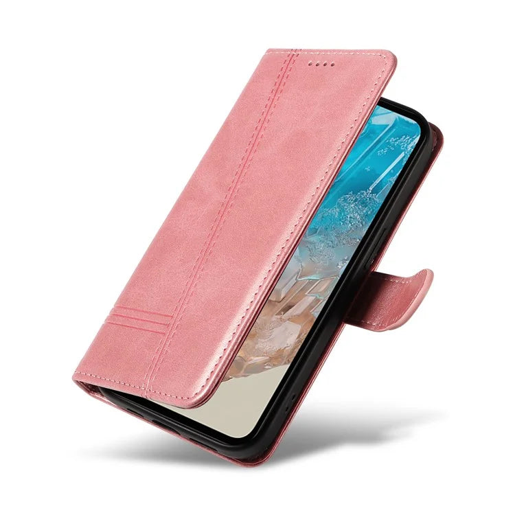 For Samsung Galaxy M35 5G Case Wallet Card Slots Protective Leather Phone Cover T-Shape Lines