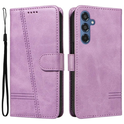 For Samsung Galaxy M35 5G Case Wallet Card Slots Protective Leather Phone Cover T-Shape Lines