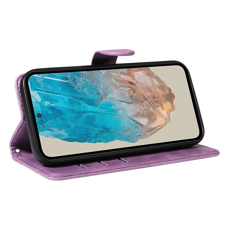 For Samsung Galaxy M35 5G Case Wallet Card Slots Protective Leather Phone Cover T-Shape Lines