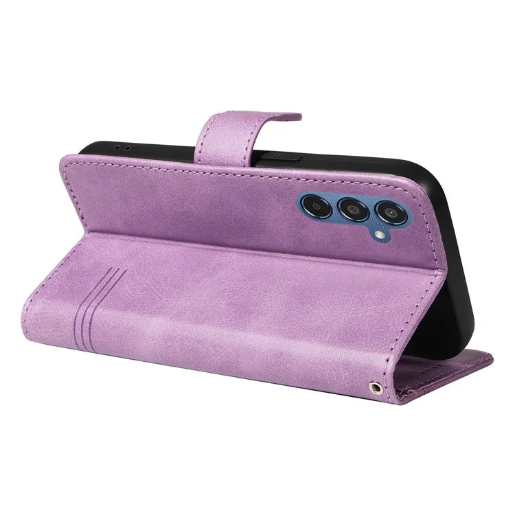 For Samsung Galaxy M35 5G Case Wallet Card Slots Protective Leather Phone Cover T-Shape Lines