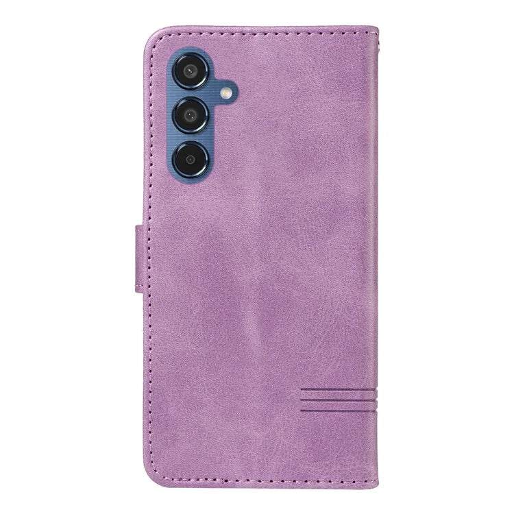 For Samsung Galaxy M35 5G Case Wallet Card Slots Protective Leather Phone Cover T-Shape Lines